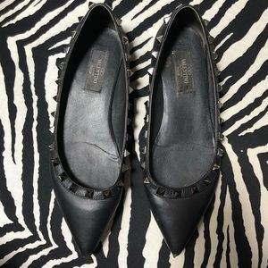 Valentino Garavani Rock Stud Ballet Flats Black